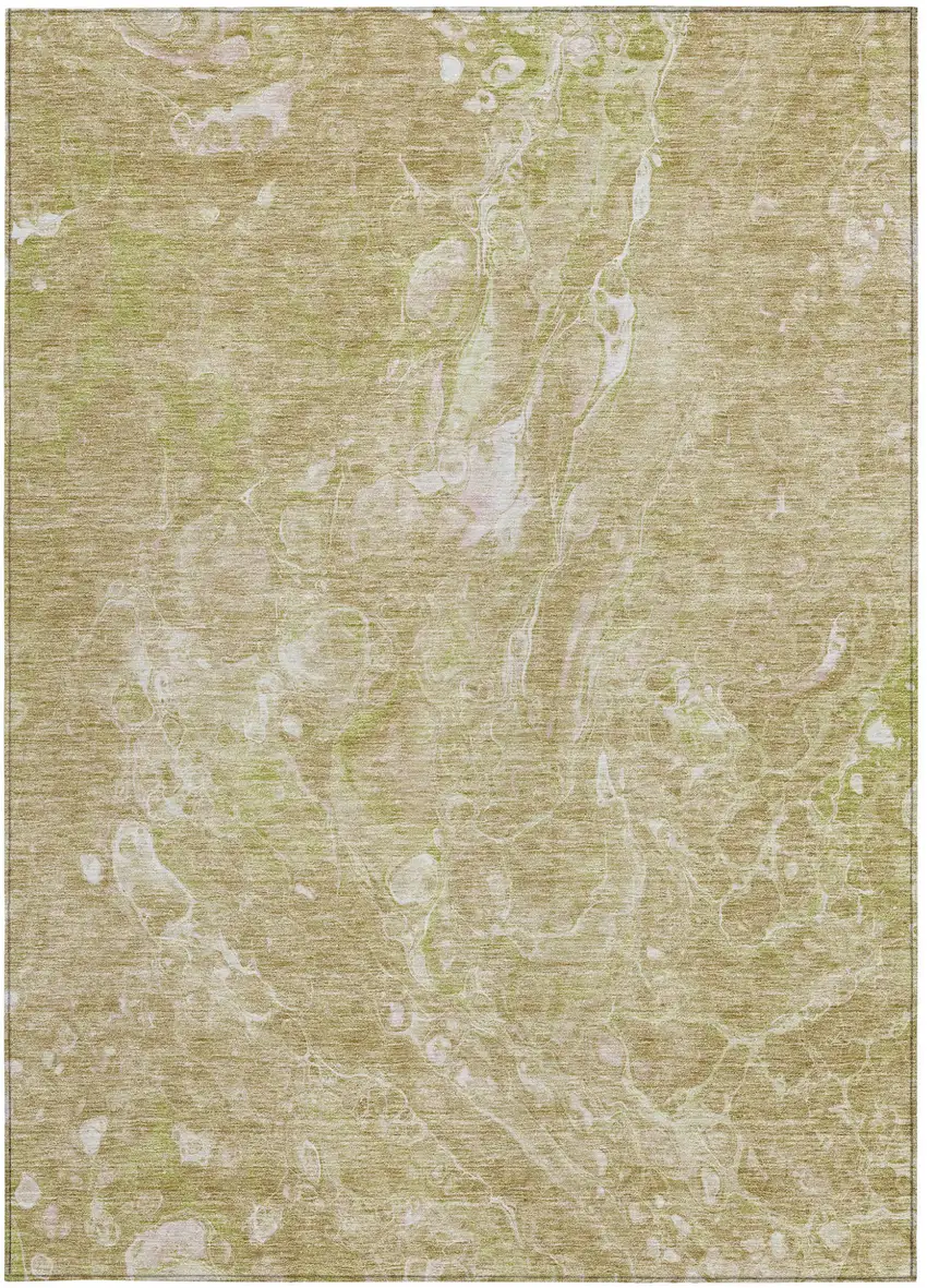 Beige Ivory And Artichoke Green Abstract Washable Indoor Outdoor Area Rug Photo 6