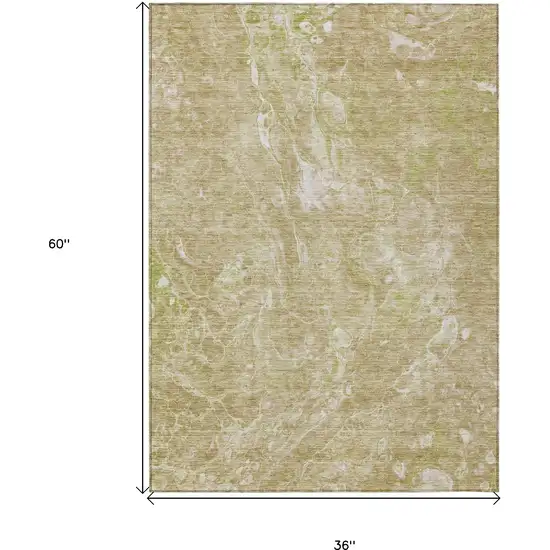 Beige Ivory And Artichoke Green Abstract Washable Indoor Outdoor Area Rug Photo 3