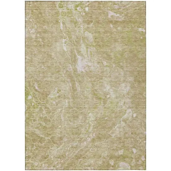 Beige Ivory And Artichoke Green Abstract Washable Indoor Outdoor Area Rug Photo 2