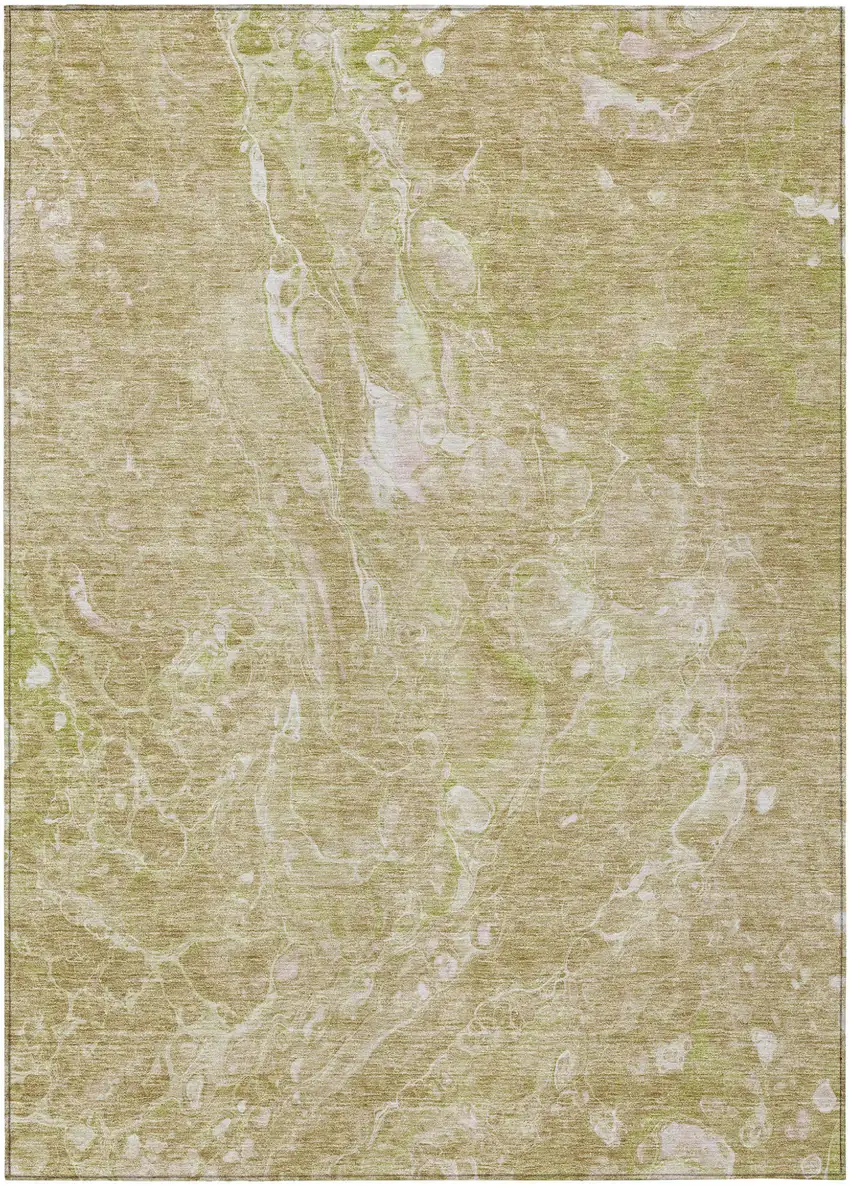 Beige Ivory And Artichoke Green Abstract Washable Indoor Outdoor Area Rug Photo 2