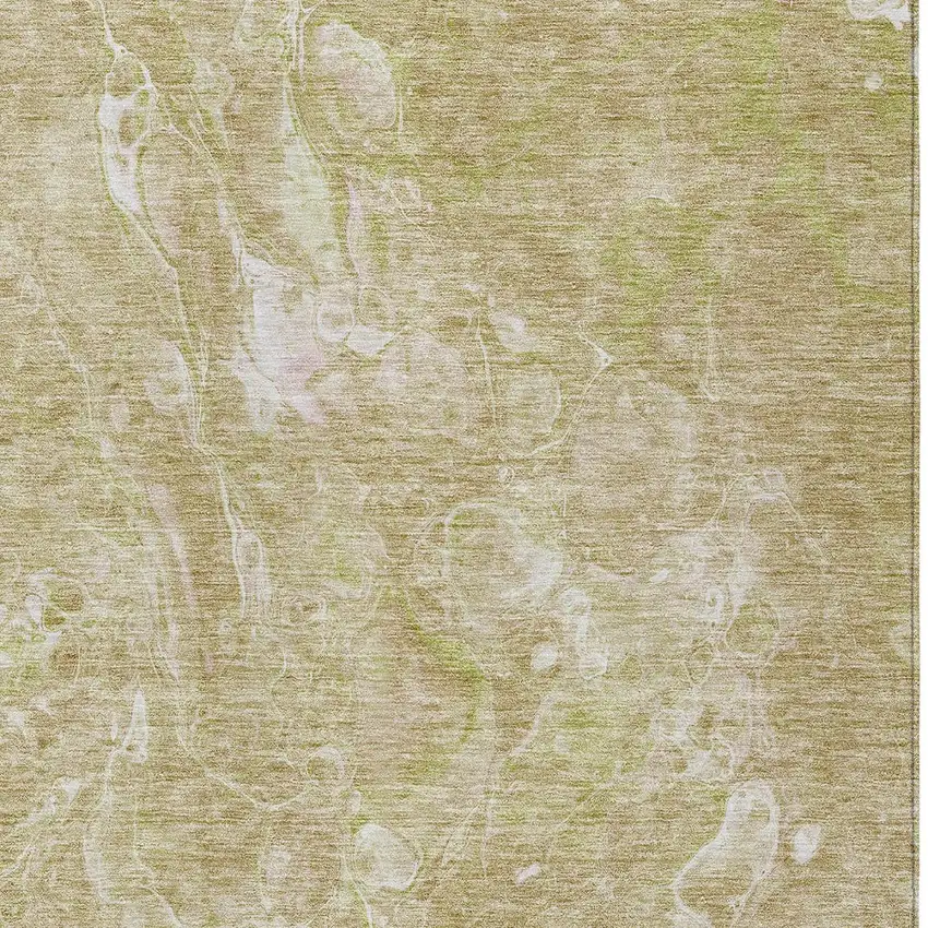 Beige Ivory And Artichoke Green Abstract Washable Indoor Outdoor Area Rug Photo 6