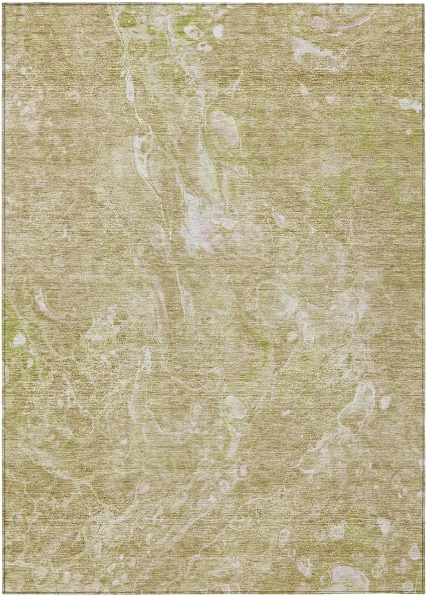 Beige Ivory And Artichoke Green Abstract Washable Indoor Outdoor Area Rug Photo 2