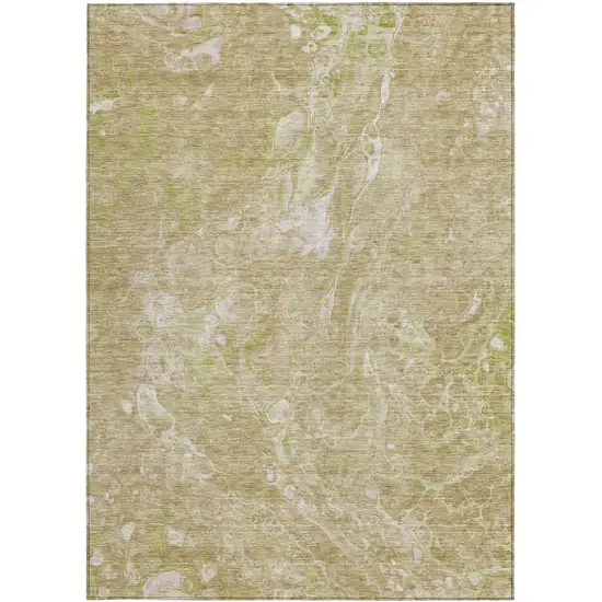 Beige Ivory And Artichoke Green Abstract Washable Indoor Outdoor Area Rug Photo 7