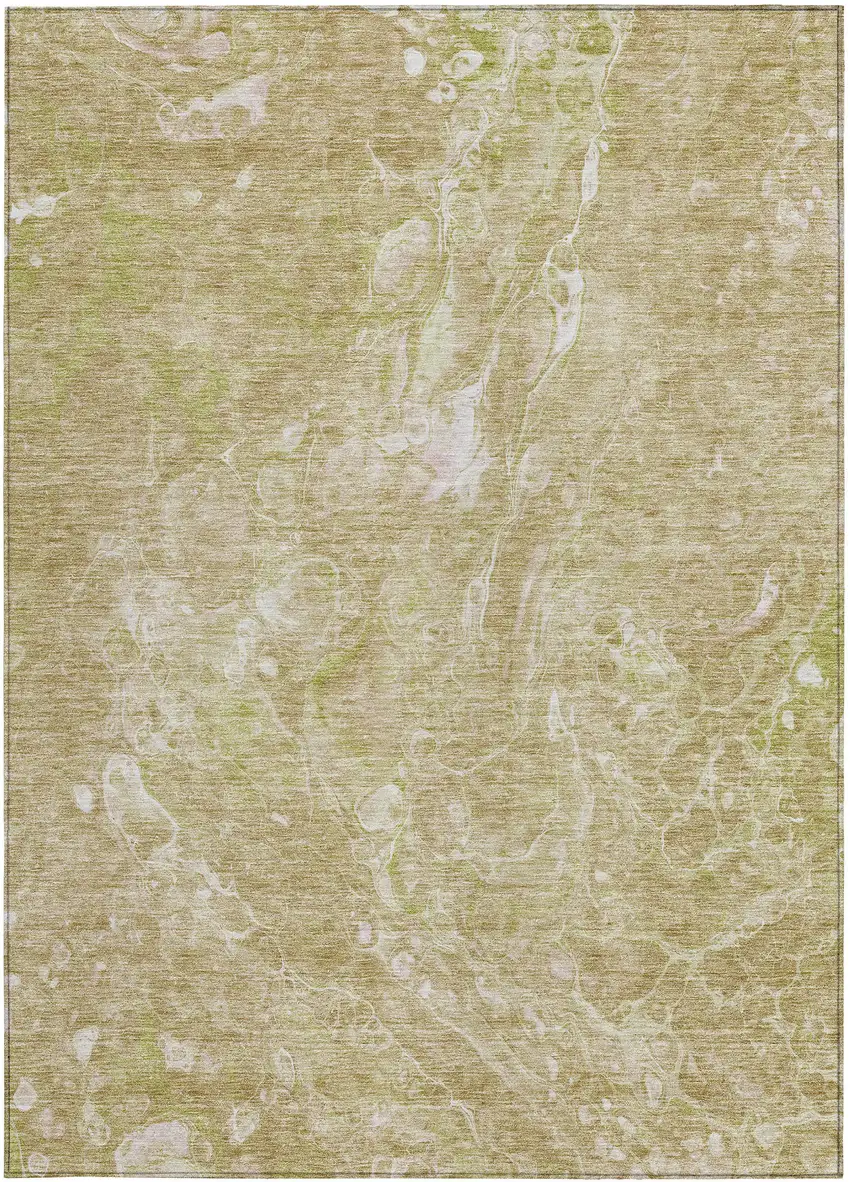 Beige Ivory And Artichoke Green Abstract Washable Indoor Outdoor Area Rug Photo 7