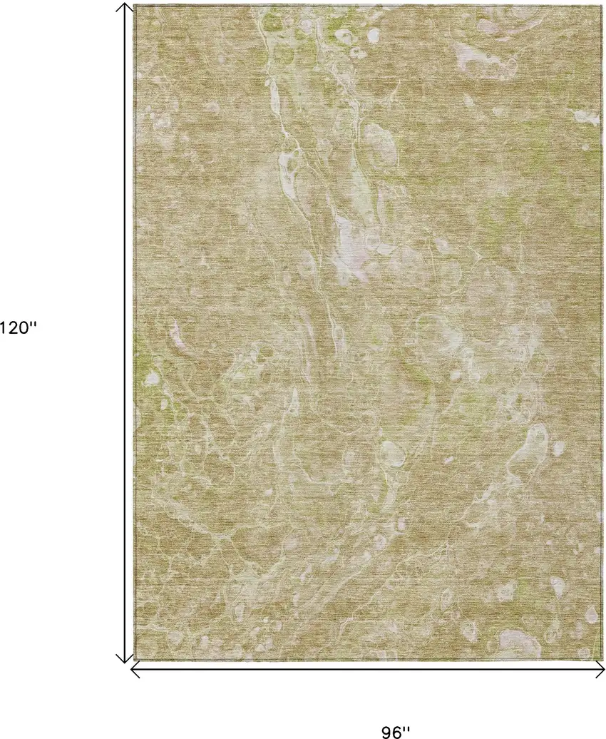 Beige Ivory And Artichoke Green Abstract Washable Indoor Outdoor Area Rug Photo 3