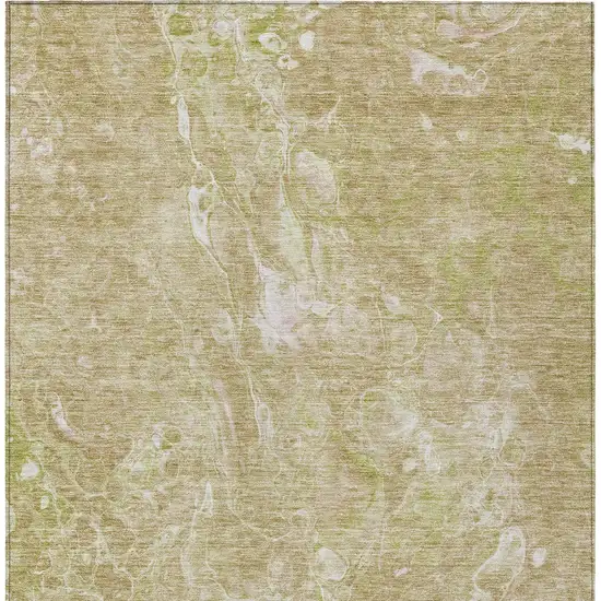 Beige Ivory And Artichoke Green Abstract Washable Indoor Outdoor Area Rug Photo 7