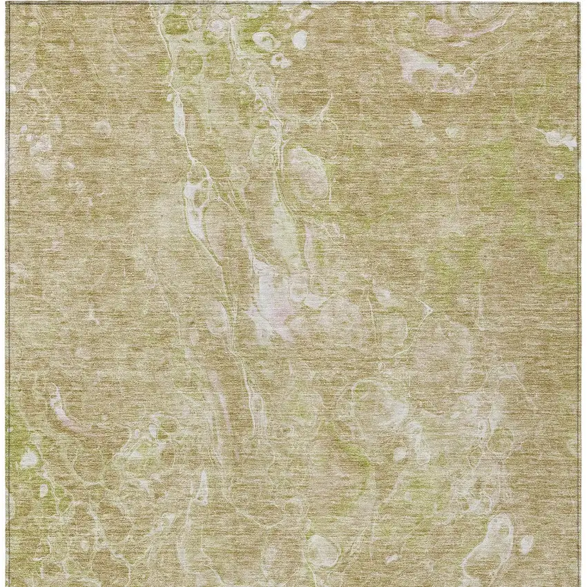 Beige Ivory And Artichoke Green Abstract Washable Indoor Outdoor Area Rug Photo 7