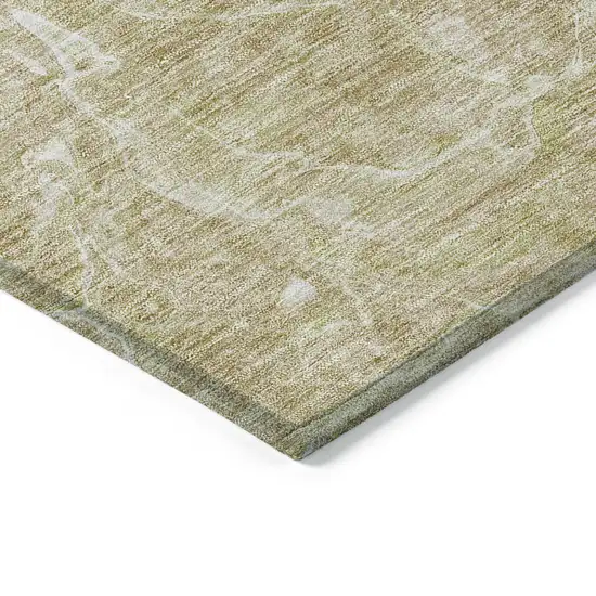 Beige Ivory And Artichoke Green Abstract Washable Indoor Outdoor Area Rug Photo 5