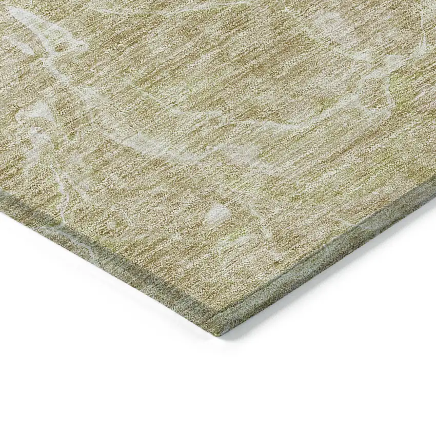 Beige Ivory And Artichoke Green Abstract Washable Indoor Outdoor Area Rug Photo 5