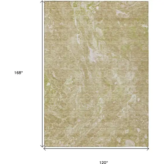 Beige Ivory And Artichoke Green Abstract Washable Indoor Outdoor Area Rug Photo 3