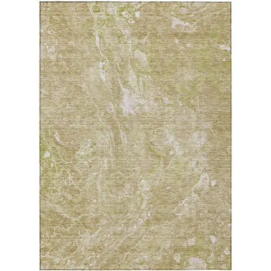Beige Ivory And Artichoke Green Abstract Washable Indoor Outdoor Area Rug Photo 2