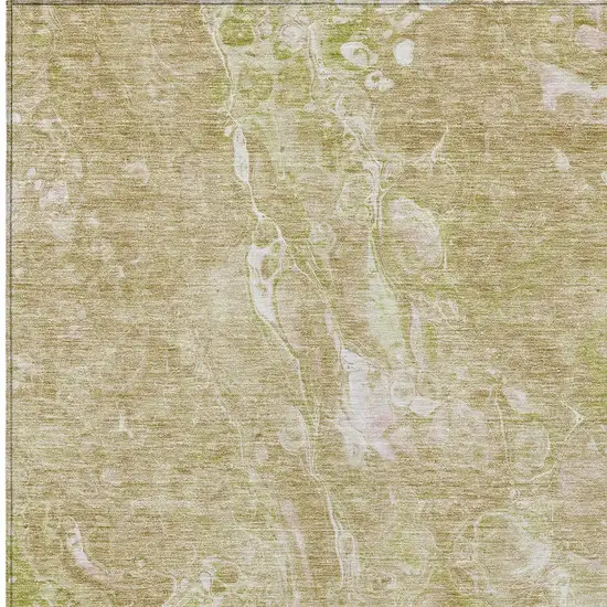 Beige Ivory And Artichoke Green Abstract Washable Indoor Outdoor Area Rug Photo 6