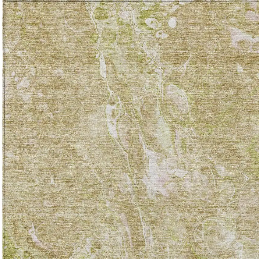 Beige Ivory And Artichoke Green Abstract Washable Indoor Outdoor Area Rug Photo 6
