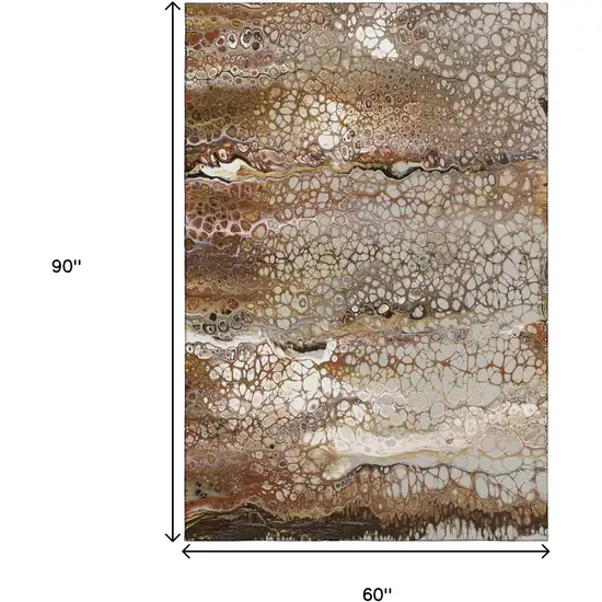 Beige Ivory And Black Abstract Washable Indoor Outdoor Area Rug Photo 3