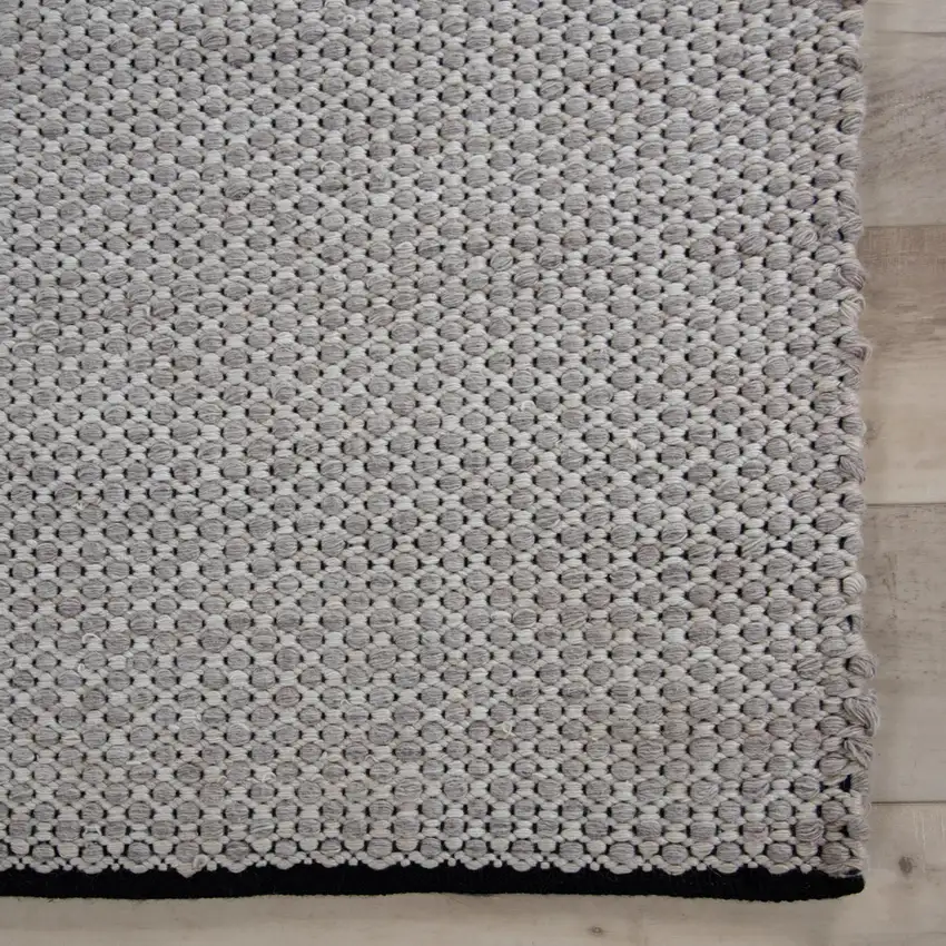 Beige Ivory And Black Geometric Hand Woven Area Rug With UV Protection Photo 3