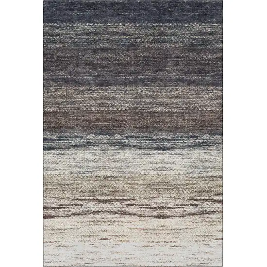 Beige Ivory And Blue Ombre Washable Area Rug With UV Protection Photo 3