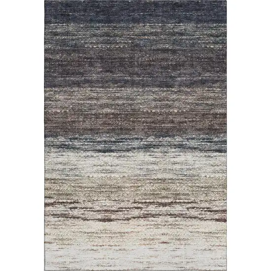 Beige Ivory And Blue Ombre Washable Area Rug With UV Protection Photo 1