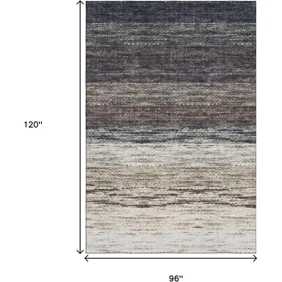 Beige Ivory And Blue Ombre Washable Area Rug With UV Protection Photo 3