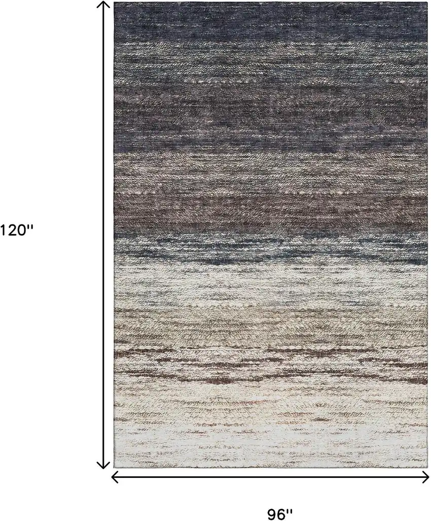 Beige Ivory And Blue Ombre Washable Area Rug With UV Protection Photo 3