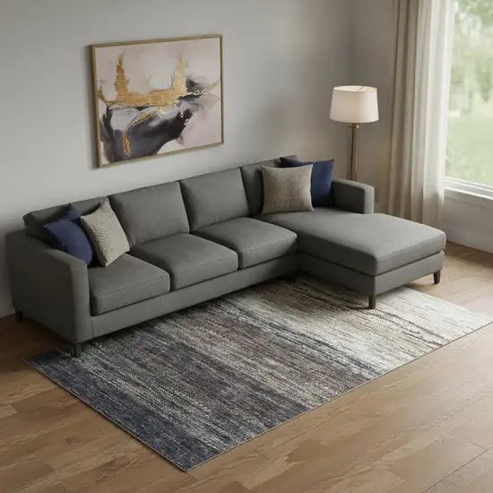 Beige Ivory And Blue Ombre Washable Area Rug With UV Protection Photo 1