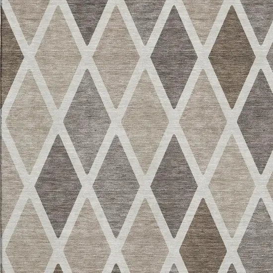 Beige Ivory And Brown Geometric Washable Area Rug With UV Protection Photo 3