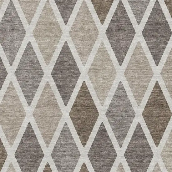 Beige Ivory And Brown Geometric Washable Area Rug With UV Protection Photo 3