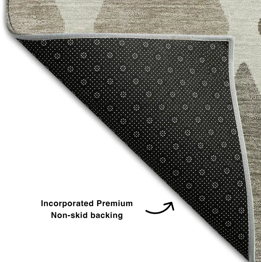 Beige Ivory And Brown Geometric Washable Area Rug With UV Protection Photo 7