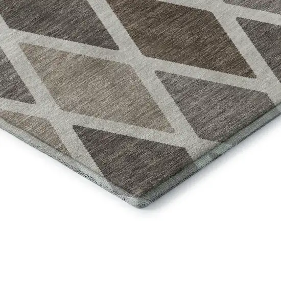 Beige Ivory And Brown Geometric Washable Area Rug With UV Protection Photo 8