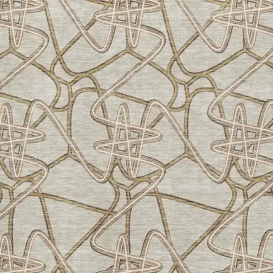 Beige Ivory And Brown Geometric Washable Area Rug With UV Protection Photo 3