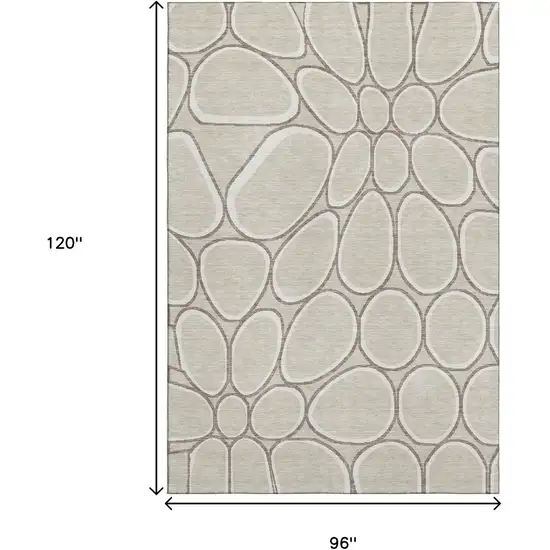 Beige Ivory And Brown Geometric Washable Area Rug With UV Protection Photo 9