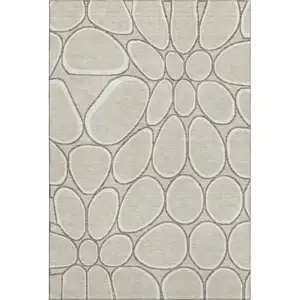 Photo of Beige Ivory And Brown Geometric Washable Area Rug With UV Protection