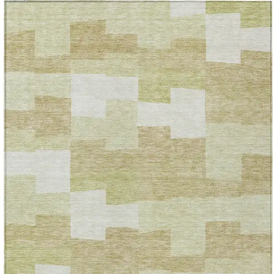 Beige Ivory And Brown Geometric Washable Indoor Outdoor Area Rug Photo 6