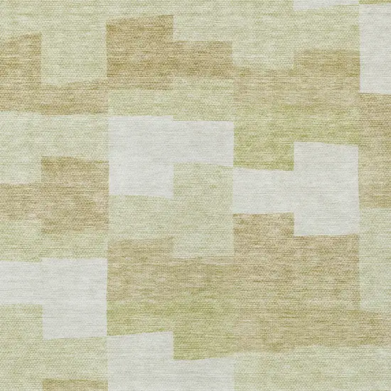 Beige Ivory And Brown Geometric Washable Indoor Outdoor Area Rug Photo 5