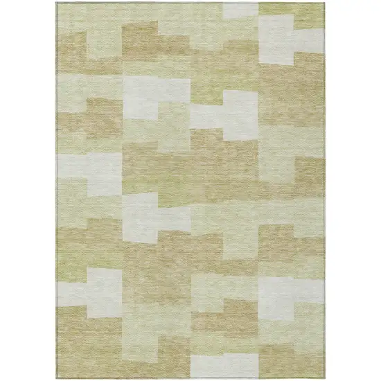 Beige Ivory And Brown Geometric Washable Indoor Outdoor Area Rug Photo 2