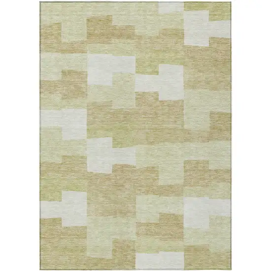 Beige Ivory And Brown Geometric Washable Indoor Outdoor Area Rug Photo 2
