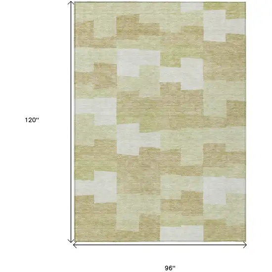 Beige Ivory And Brown Geometric Washable Indoor Outdoor Area Rug Photo 3