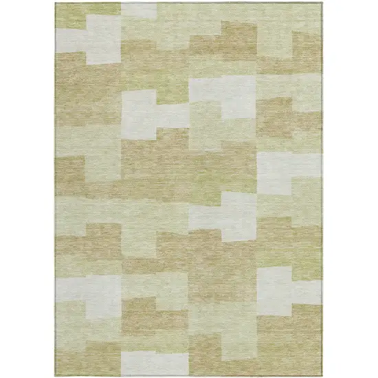 Beige Ivory And Brown Geometric Washable Indoor Outdoor Area Rug Photo 6