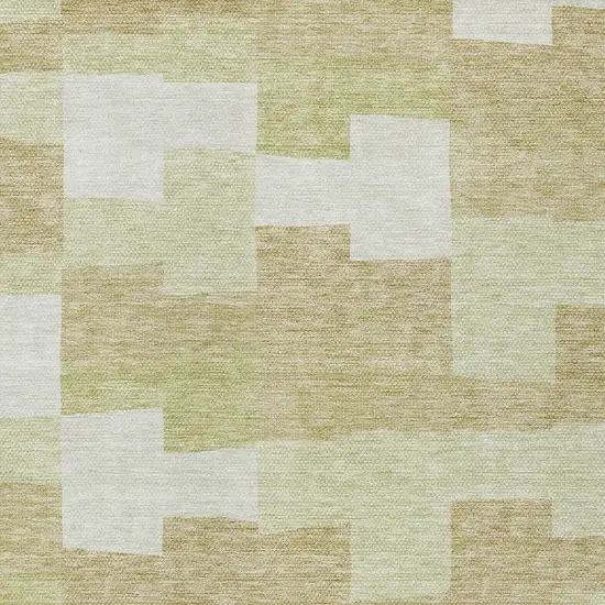 Beige Ivory And Brown Geometric Washable Indoor Outdoor Area Rug Photo 5