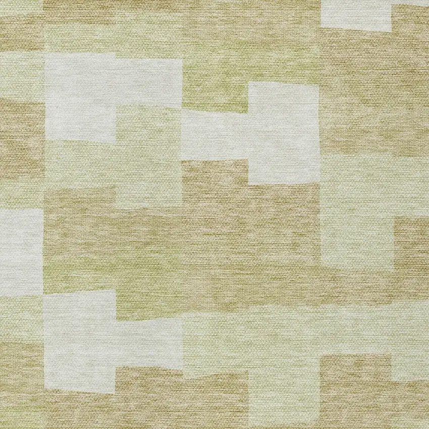 Beige Ivory And Brown Geometric Washable Indoor Outdoor Area Rug Photo 5