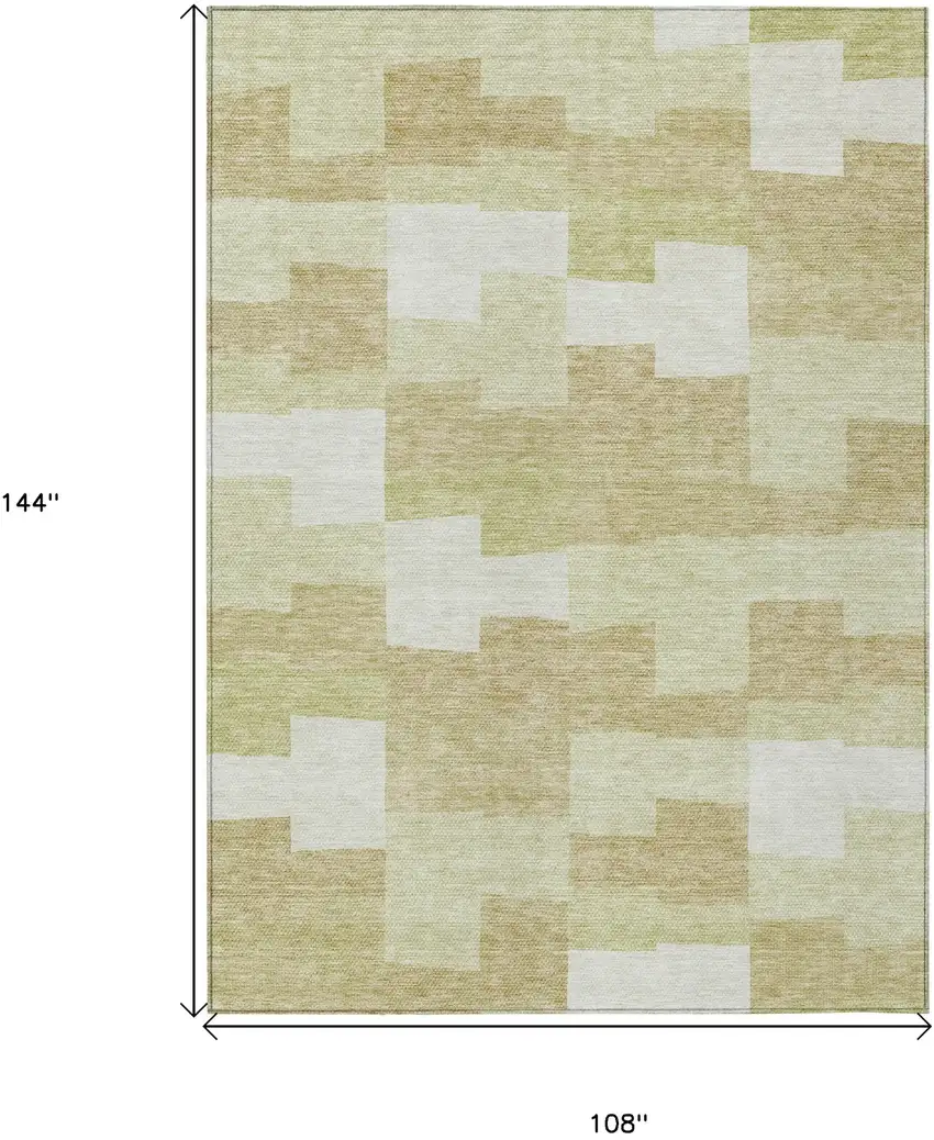 Beige Ivory And Brown Geometric Washable Indoor Outdoor Area Rug Photo 3