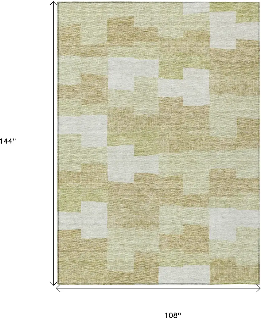 Beige Ivory And Brown Geometric Washable Indoor Outdoor Area Rug Photo 3