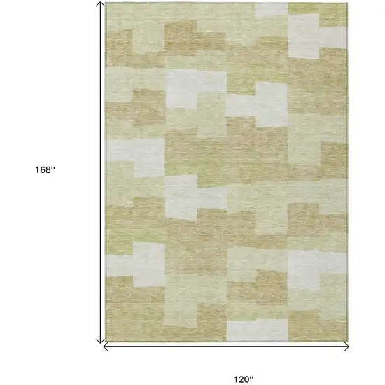 Beige Ivory And Brown Geometric Washable Indoor Outdoor Area Rug Photo 3