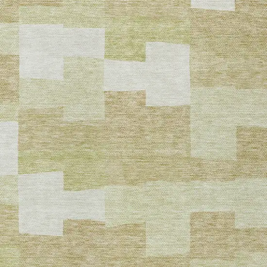 Beige Ivory And Brown Geometric Washable Indoor Outdoor Area Rug Photo 5