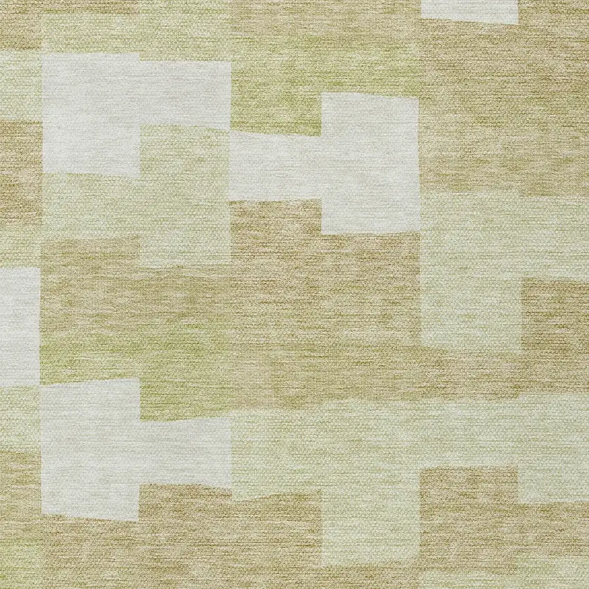 Beige Ivory And Brown Geometric Washable Indoor Outdoor Area Rug Photo 5