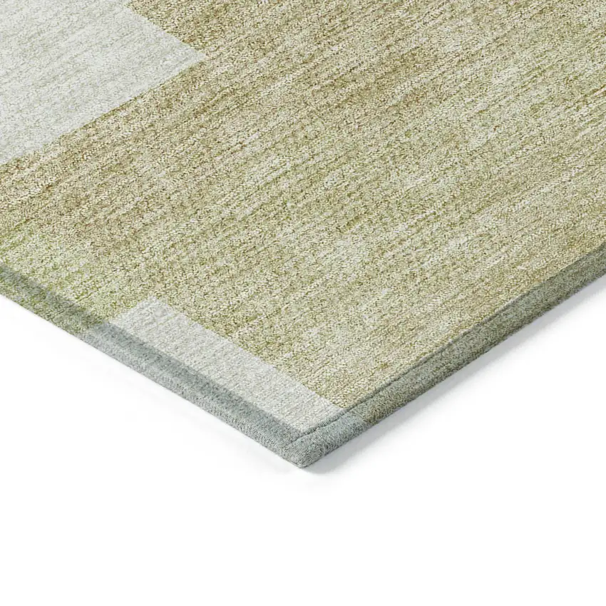 Beige Ivory And Brown Geometric Washable Indoor Outdoor Area Rug Photo 4