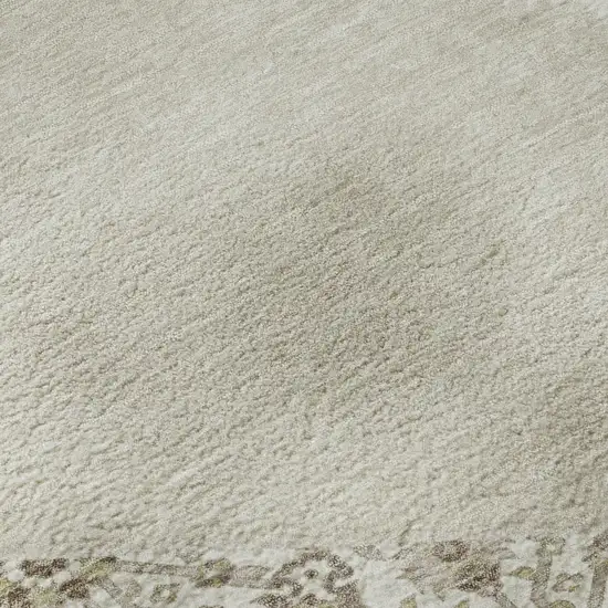 Beige Ivory And Brown Oriental Washable Area Rug With UV Protection Photo 9