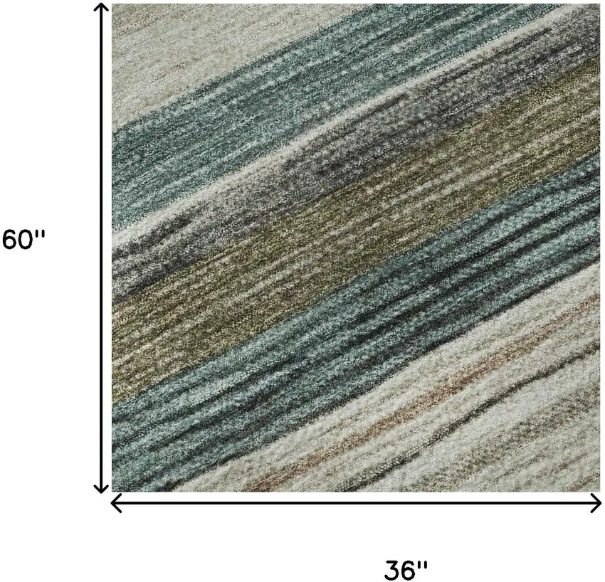 Beige Ivory And Brown Striped Washable Area Rug With UV Protection Photo 9