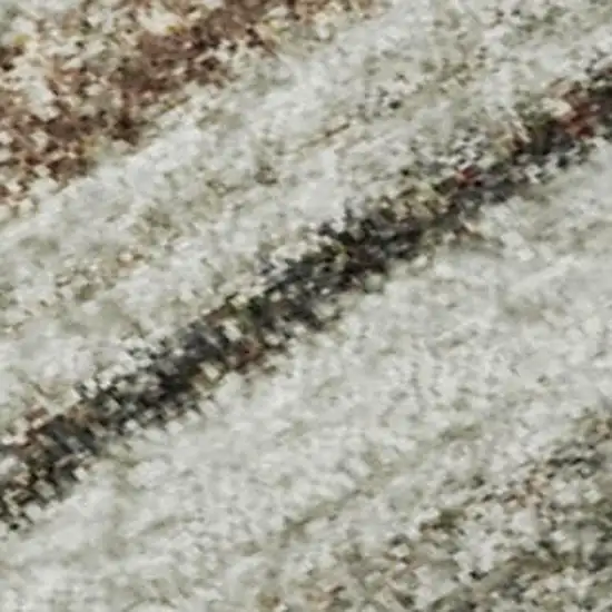 Beige Ivory And Brown Striped Washable Area Rug With UV Protection Photo 1