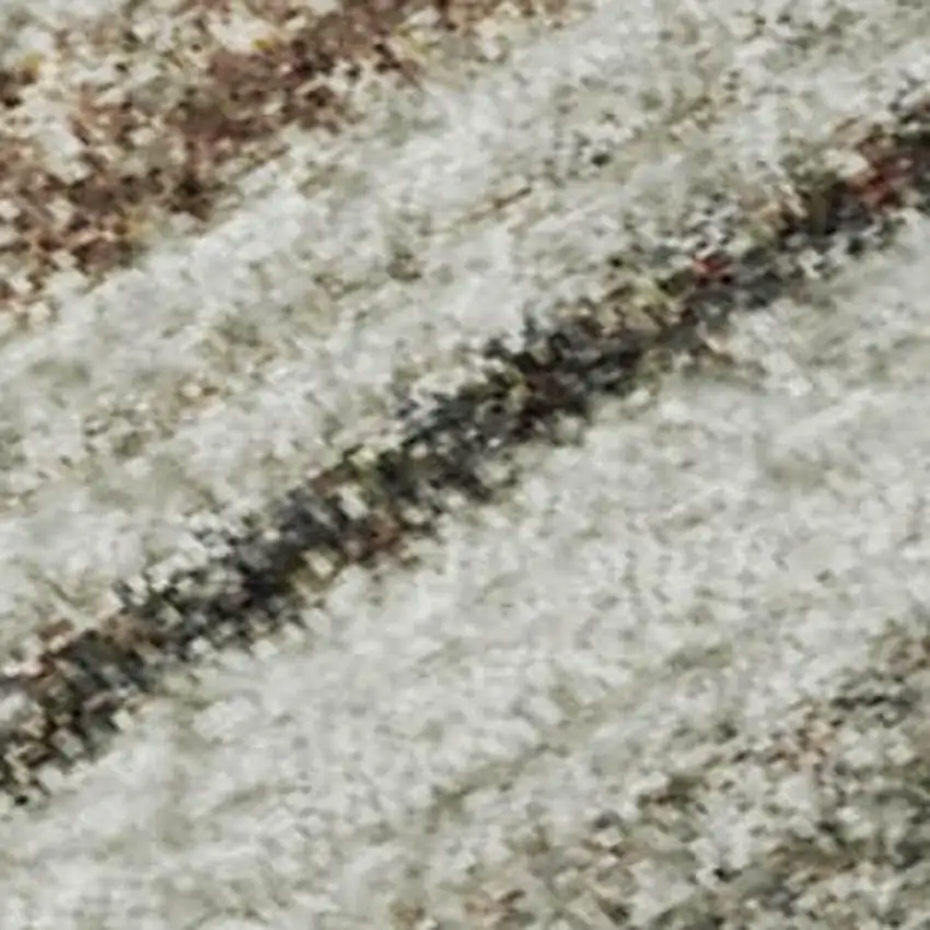 Beige Ivory And Brown Striped Washable Area Rug With UV Protection Photo 1