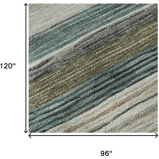 Beige Ivory And Brown Striped Washable Area Rug With UV Protection Photo 9